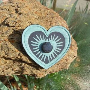 NWT Coach Small Glitter Edge Heart Leather Pin 34161